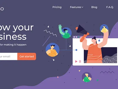 Referral marketing landing page illustration abstract advertising affiliate business commerce communication concept flat illustration internet marketing media network online referral service social strategy vector web