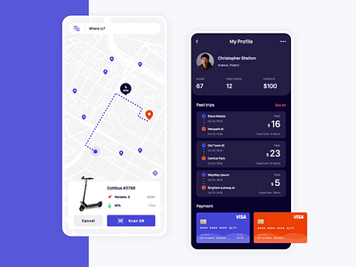 Mobile app - Rent a scooter animation app clean colors design minimal mobile product ui ux