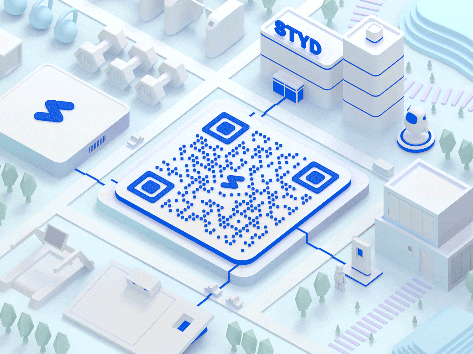 三体云动二维码 c4d design qr code 二维码 公众号