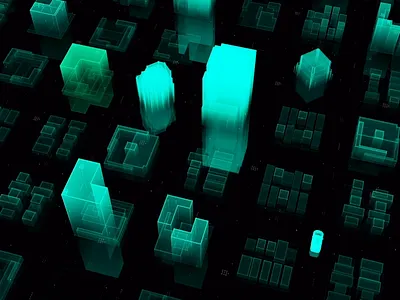 Smart city & Big data 3d ai animation c4d city electric motion ui