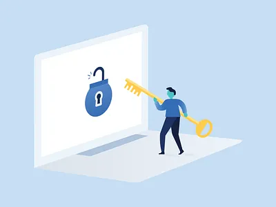 Have you locked it? cybersecurity illustration illustration design key lock vector