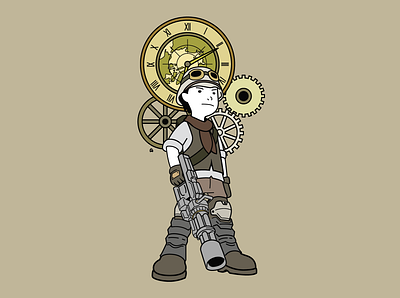 Steampunk boy art drawing gear gunner illustration steam steam punk steampunk