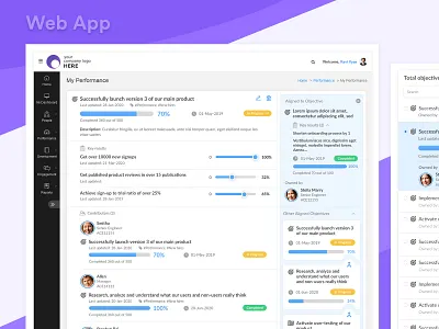 Web Application application ui objectives okr web application
