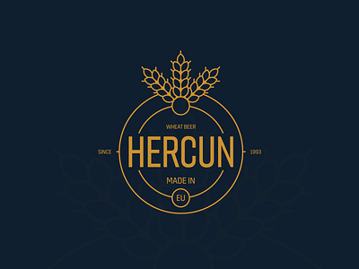 Hercun Beer logo beer beer branding beer label blue brand branding circle etiquette gold identity logo logo design logodesign wheat yellow