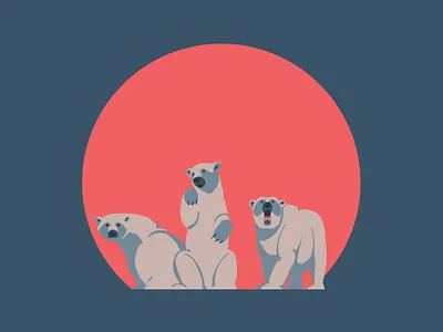 Polar bears (Sunset series) adobeillustrator animal arctic art artwork bear bears design digitalart digitalillustration drawing graphic design illustration illustrator polar bear red sunset vector vintage wildlife