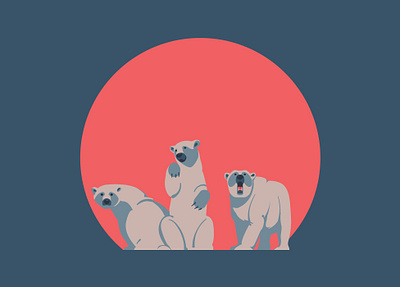 Polar bears (Sunset series) adobeillustrator animal arctic art artwork bear bears design digitalart digitalillustration drawing graphic design illustration illustrator polar bear red sunset vector vintage wildlife