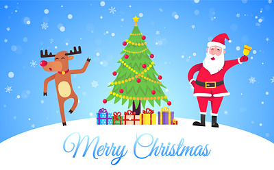 Santa Claus and the red nosed christmas reindeer and wish a merr christmas christmas tree deer fire gift merry new year present reindeer santa