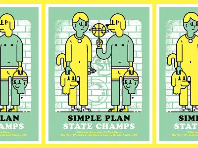 Simple Plan / State Champs Gig Poster basketball costume dawg gig poster graffiti green mascot poster poster design sports yellow