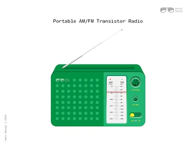 Portable AM/FM Transistor Radio antenna fm illustration old school portable radio retro royal royal radio switch switch button transistor