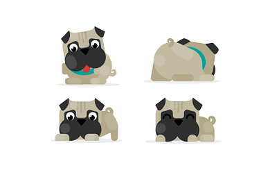 Pug adobe illustrator animal character design dogs flat flatdesign illustration illustrator pug puppy vector