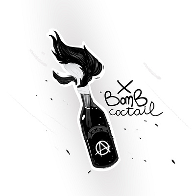 Bomb "Cocktail Molotov" Fire hot vector anarchy sticker xxx anarchy black bomb coctail dark fire fireart hand drawn molotova revolution riot shape sticker art sticker mule teenager texture vector illustration youth