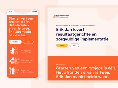 Overview – HR Project Advice design dutch hr human illustration interface man minimal orange pencil personal resource ui user experience user interface ux web webdesign website