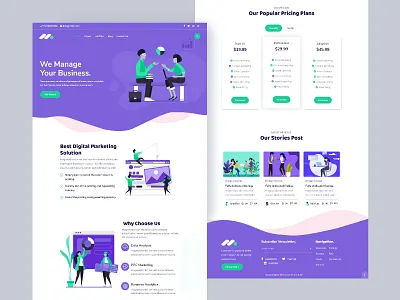 Markethon - Digital Marketing Agency Landing Page agency application blue creative daily ui dashboard digital graphics homepage illustration interface landingpage logo marketing typhography uiux user web web design website