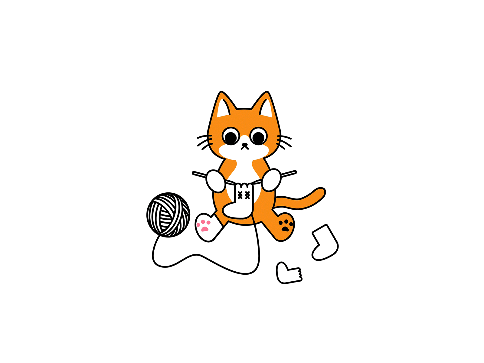 Knitting cat animation cat cats chilltober cute illustration inktober inktober2019 invision studio invisionstudio knit knitting