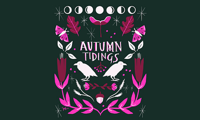 Autumn Tidings! autumn autumn leaves botanical digital illustration equinox fall season floral art folk art harvest lettering moon phases procreate