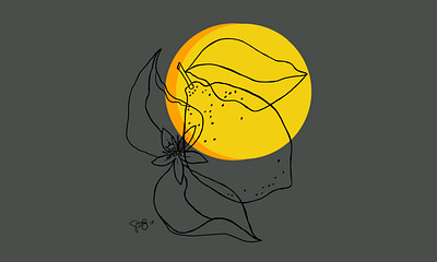 Lemoon botanical floral art food art illustration digital lemon minimalistic moon procreate