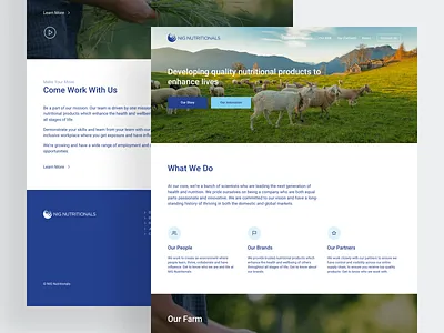 Nutritionals Manufacturing Company Website branding homepage typography website