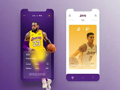 Lakers Mobile Application app basketball concept creative design design system interface lakers lebron james los angeles lakers mobile mobile design nba shop ticket app ticket booking tickets ui user interface ux