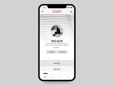 Designer Social Profile Ratings adobexd app black concept grey ios microinteraction mobile motion profile ratings shadows social ui ux