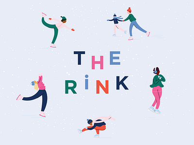 The Rink Branding brand identity branding branding package bright illustration design flat illustration graphic design ice skating illustration logo logotype marketstreet lynnfield skate skating the rink type typography winter illustration