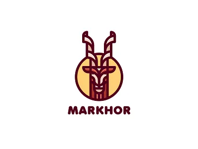 Markhor Logo animal brand branding goat head horn illustration label logo logotype mark markhor mart mountain nature ram sheep strong