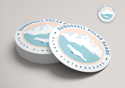 SUNDSVALL LOGO adobe adobe illustrator badge badge logo bear cold graphic design ice illustration illustration art illustrator logo logo design logo designer logodesign mountain sweden swimming water winter