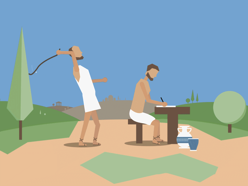 Aesop The Slave Writer 2d animation author design greek illustration slave whip whipping writing
