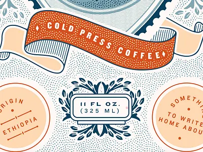 Courier Brew Process Detail cold brew engraving illustration logo packaging