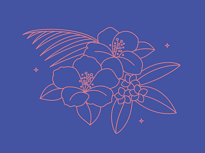 Hawaiian Flowers art color design flat flowers hawaii illustration line illustration logo plant tropical vector