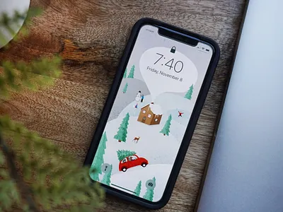Holiday Phone Wallpaper christmas creation drawing handmade holiday holidays illustration phone procreate wallpaper winter