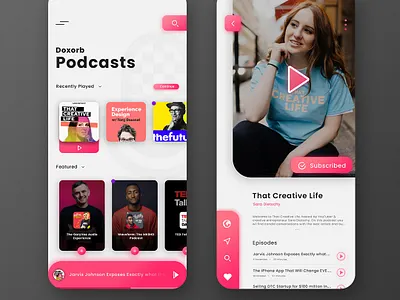 Podcast App Concept - Doxorb - UI/UX Concept adobe xd app concept app design app interface branding colorful concept design designers graphic design illustration podcast app ui ui ux design userinterface ux webdesign website