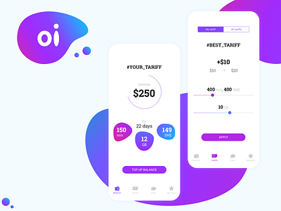 Oi Telecom, Brazil app color design flat gradient mobile telecom ui