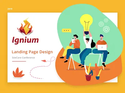 Ignium animation flat green illustration landing landing page orange ui ui design yellow