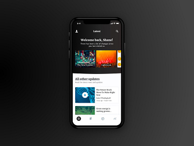 Latest Posts Screen clean content dark design flat ios ios app iphone iphonex latest minimal mobile mobile app simple tabs ui ux