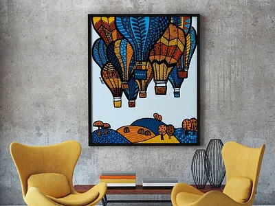 Hot air balloons acrylic painting art art lovers details doodle graphic designer hot air balloons mandala