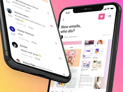 iOS ➡️ Shot Details app avatar colors comments design dribbble gradient ios iphone x like shot typography ui ux white
