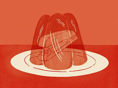 Inktober: Snack digital illustration doodle flpinkfober19 flpinktober illustrated illustration inktober jello monochromatic pink procreate red stapler jello the office true grit texture supply