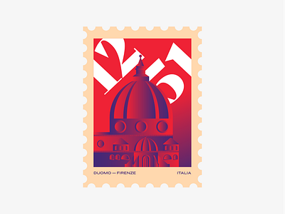 Firenze architecture design geometric gradient graphic illustration minimalist postage stamp vector