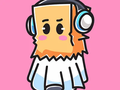 Ghost Listening Music Doodle Cartoon Illustration art artwork branding colorful cute design doodle ghost graphic design illustration logo love nft project ui