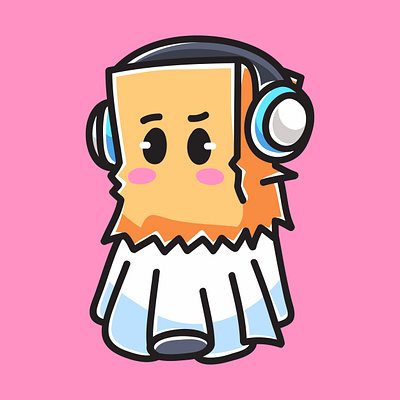 Ghost Listening Music Doodle Cartoon Illustration art artwork branding colorful cute design doodle ghost graphic design illustration logo love nft project ui