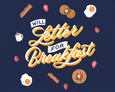 Will letter for breakfast breakfast food calligraphy cynlopink design hand lettered handlettering illustration lettering multigrain procreate app script