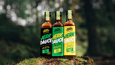 Jerk Sauce Packaging Deisgn branding food food packaging jamaican packaging design sauce sauce bottle street food studio turtle and hare visual identity