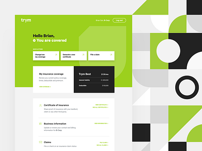 Trym dashboard brand dashboard dashboard app dashboard ui geometric layout product