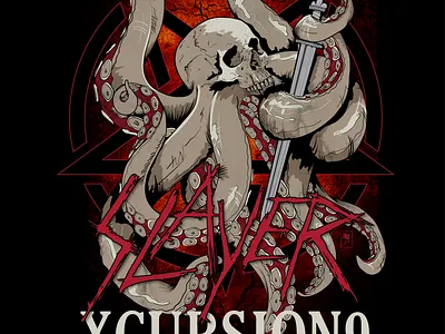 Xcursion9 Slayer illustration promo t radio shirt design slayer wxrx