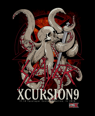 Xcursion9 Slayer illustration promo t radio shirt design slayer wxrx