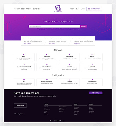 Datadog Documentation design documentation home page homepage product design redesign search styleguide ui ux web design