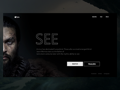 Header Exploration (SEE UI shot) #01 abdellatief ahq apple black concept dark exploration home screen homepage onepage qwhayf see tv series tv show ui website xd design