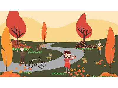 falll dogs fall illustration