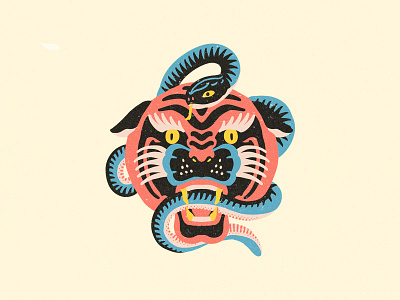 Tiger and Snake design flash icon illustration logo snake tattoo tiger