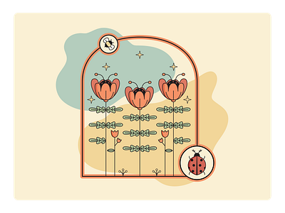 Poppy Garden bee garden illustration illustrator ladybug poppy